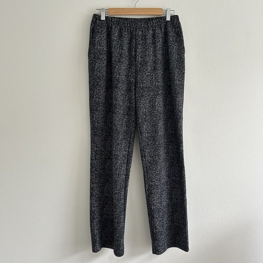 Lands End Size M Patterned Sport Knit Straight Leg Pull On Pants Sweatpants Gray